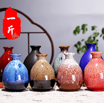 一斤陶瓷彩釉酒瓶