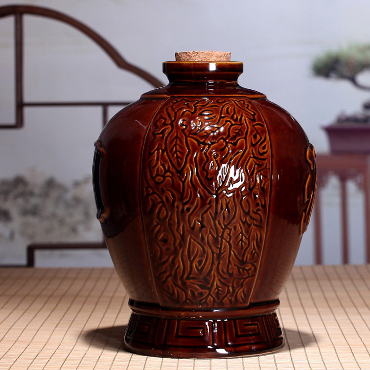 陶瓷酒瓶酒坛酒罐10斤装带酒字红釉